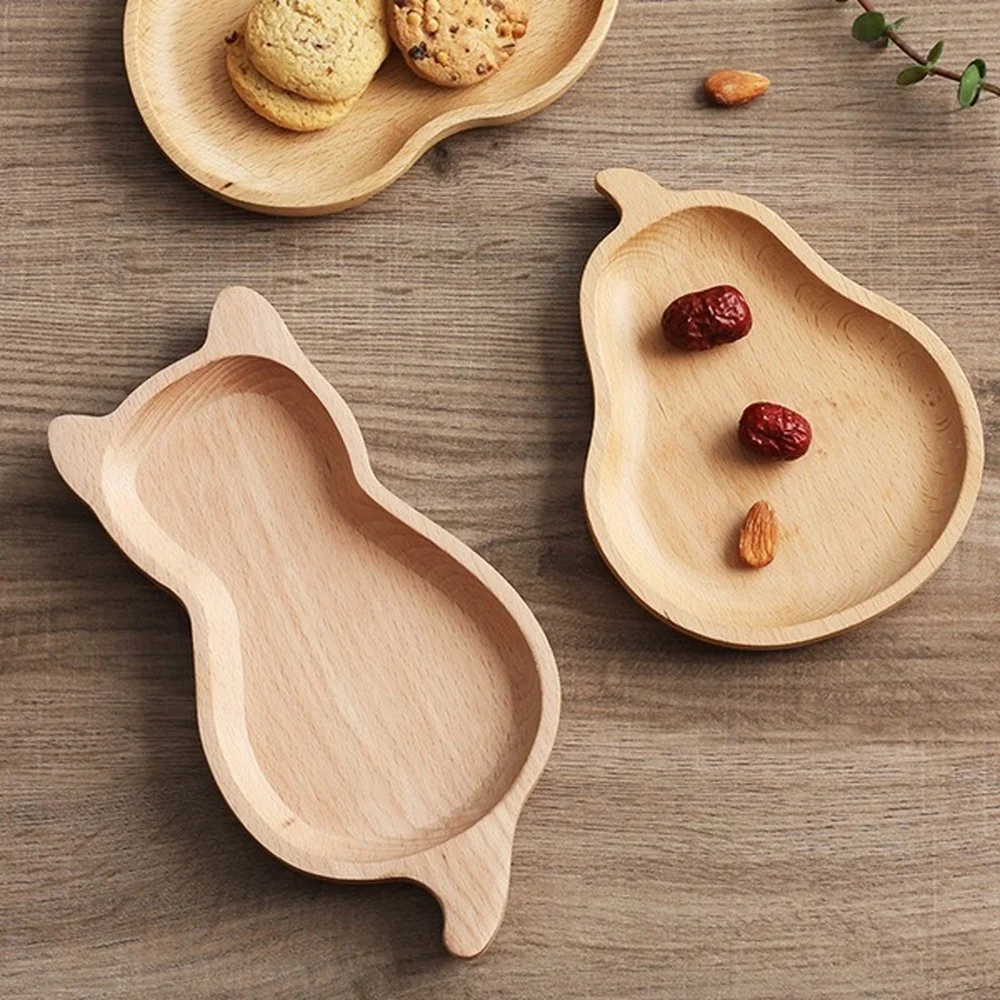 

beech whole wooden saucer dessert saucer western food baking kitchen supplies Japanese apple pear wooden saucer tray