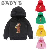 children hooded hoodies kids curious george monkey cartoon sweatshirts baby pullover tops girls boys funny cute clotheskmt5266