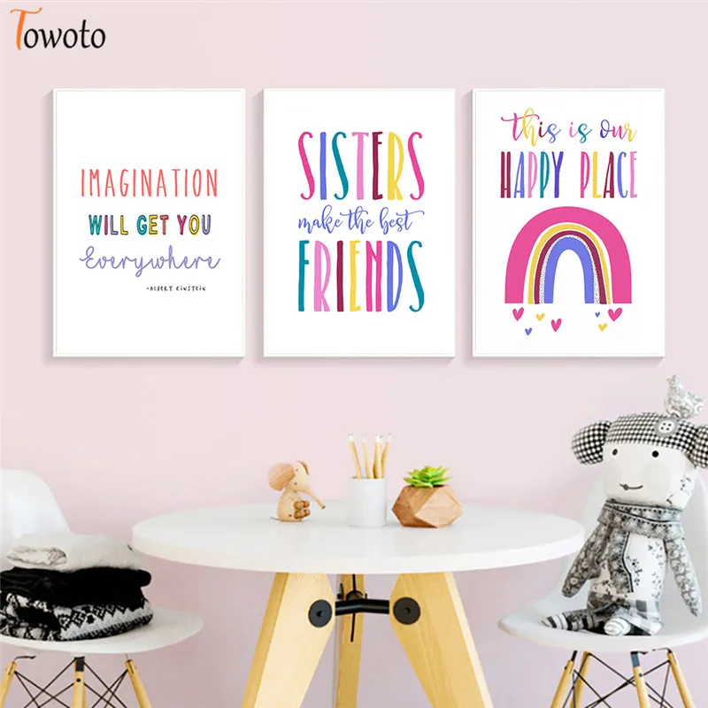 Красочные живопись на холсте мультфильмы для малышей Детская Wall Art спальня