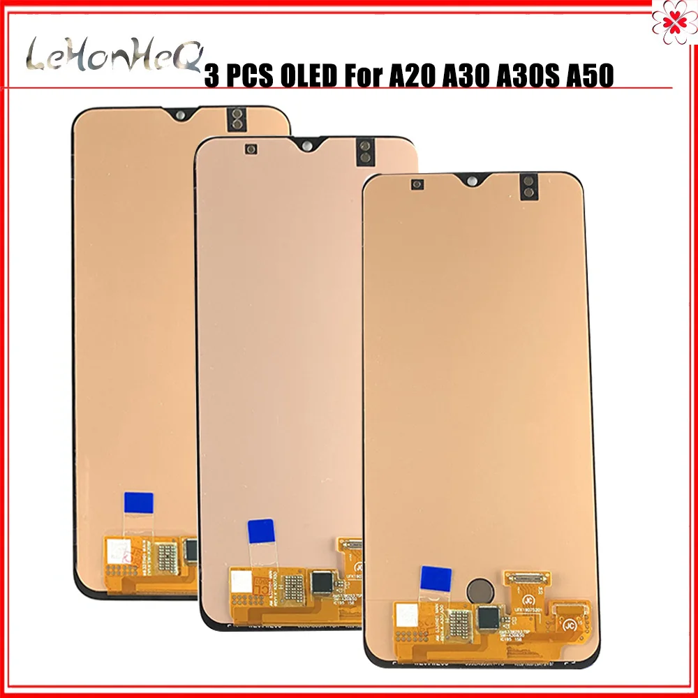 Pantalla LCD OLED para m&oacute;vil, digitalizador de pantalla t&aacute;ctil para samsung Galaxy A20, A30, A50, A205, A305, A505, A30S, A307, lote de 3 piezas-0