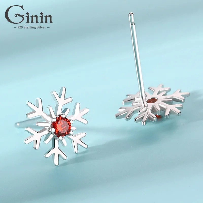 

Ginin 925 Sterling Silver Shiny Zircon Lovely Snowflake Stud Earrings For Women Girl 2020 New Cute Female Wedding Gift Jewelry