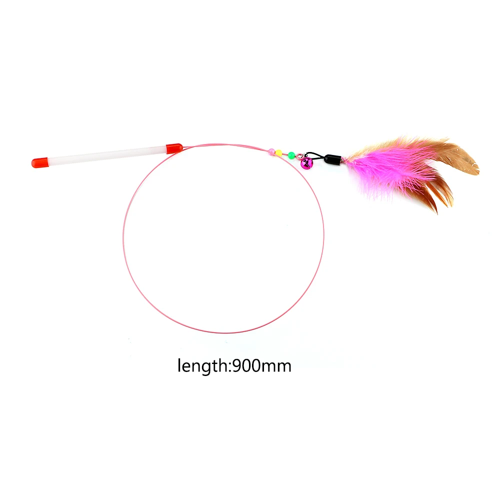 

Funny With Small Bell Feathers Pet Supplies Cute Funny Colorful Cats Interactive Stick Plastic Rod Wand Cat Toys