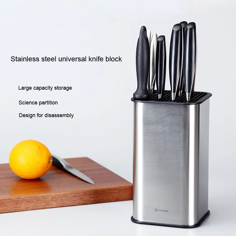 304 Stainless Steel Knife Holder for Multi Kitchen Knife Set Scissors Cooking Utensils Organizer Knives Stand Block Tool
