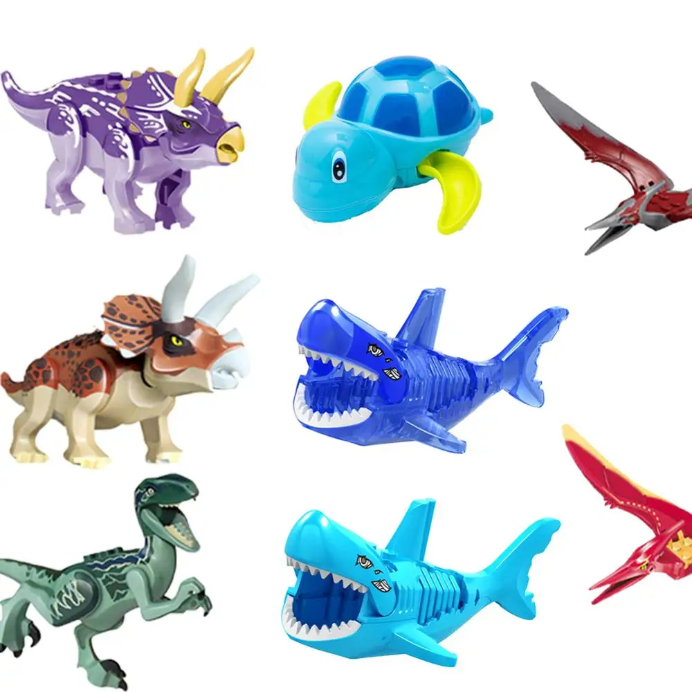 Динозавры юрского периода строительные блоки T Rex Птерозавр большой размер акулы