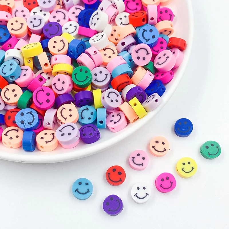

30Pcs 10mm Clay Spacer Beads Round Smiley Beads Polymer Clay Beads For Jewelry Making DIY Handmade Necklace Bracelet Accessories