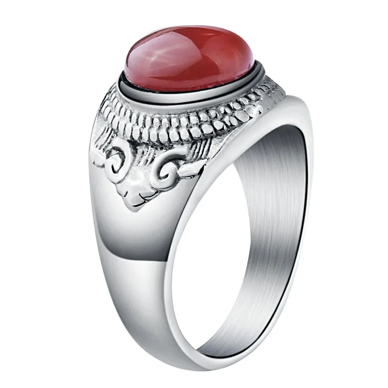 Red agate Мужское уникальное дизайнерское серебряное кольцо с камнем тигровый глаз, Размер 7-13, модное кольцо на палец из нержавеющей стали, ювелирное изделие для женщин - Цвет основного камня: Red agate