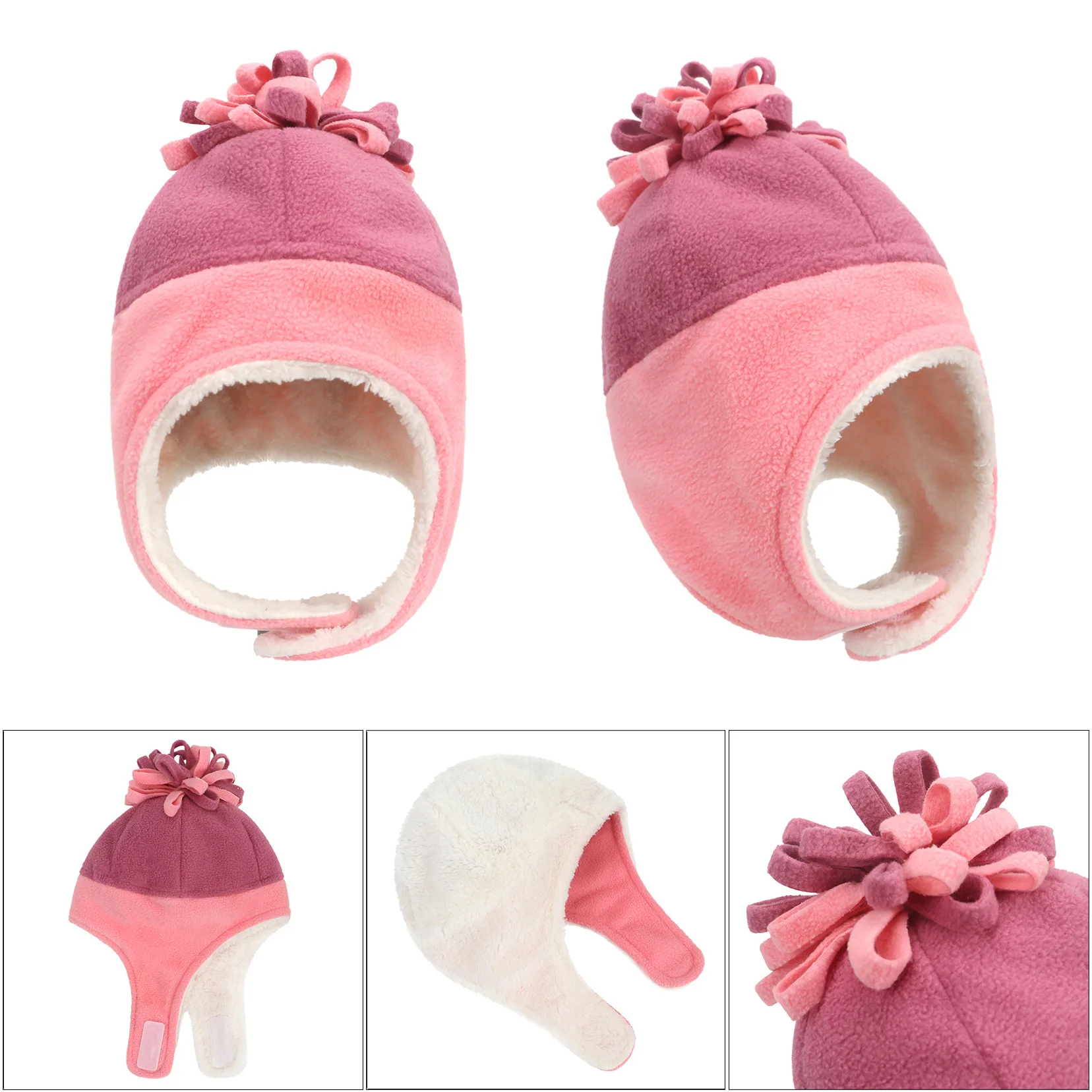 

Детская флисовая шапка с помпоном, на возраст 0-8 лет