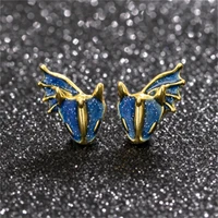 gothic punk animal earrings enamel green blue red dragon dinosaur stud earrings for women girls fashion jewelry wholesale