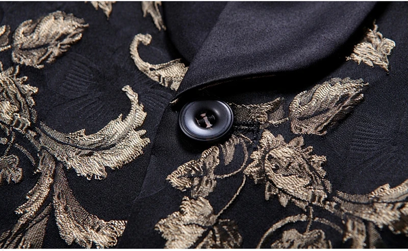 

Bronzing Jacquard Gold Floral Blazer Men Party Stage Singer Costume Homme 2020 New Mens Patchwork One Button Blazer Jacket