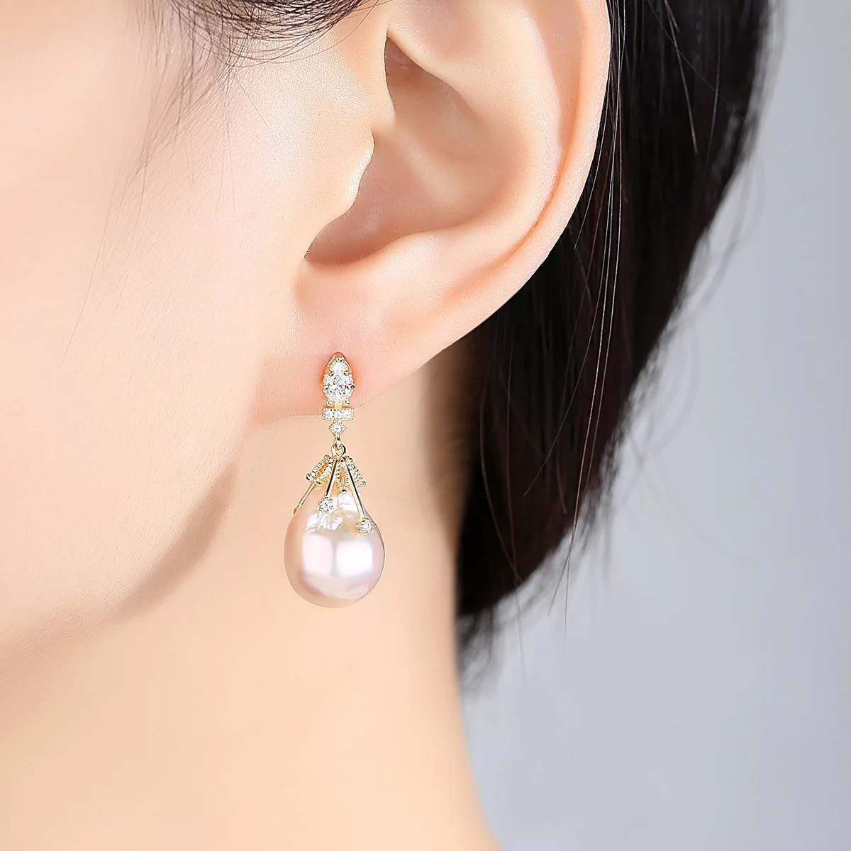 PAG & MAG special baroque pearl S925 pure silver earrings