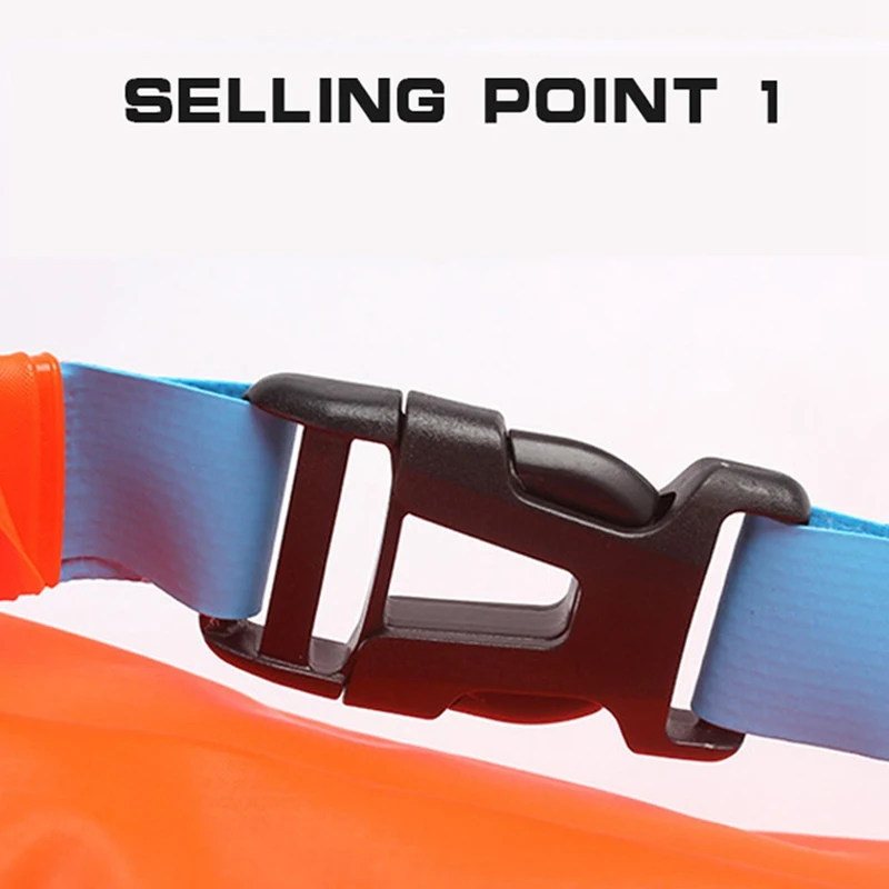 

44*16cm Inflatable Open Swimming Buoy Tow Float Dry Bag Air Bag Waterproof with Waist Belt for Water Sport Storage Safety bag
