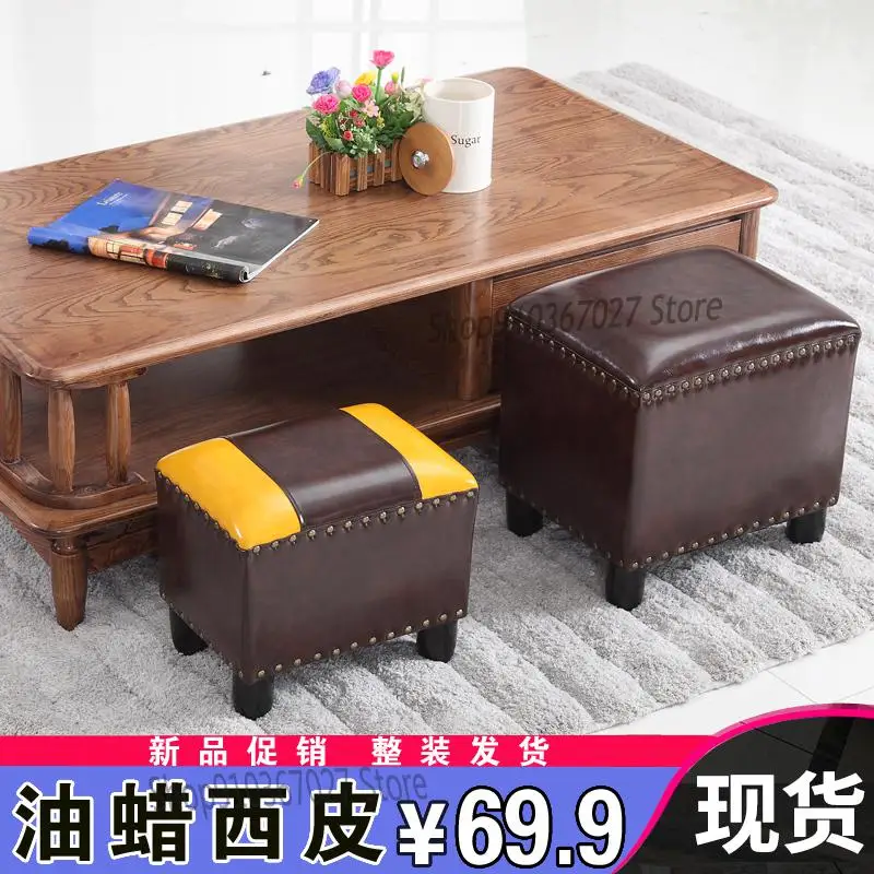 Американский кожаный табурет для гостиной домашний диван стул комнаты модный