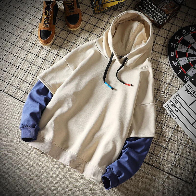 

Spring Autumn Personality Men Fake Two Hoodies Sweatshirts Hip Hop Hoodies Sweatshirts Street Style Thin Hoodies Sweatshirts