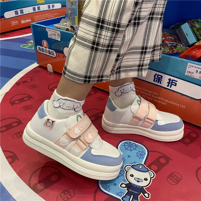 

QWEEK Kawaii Lolita Platform Shoes Women Sneakers Sports Korean Flat Vulcanize Anime Casual Spring Rubber Sole Running