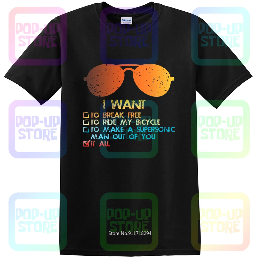 I Want To Break свободно ездить на велосипеде Queen вдохновил футболка унисекс Размеры: S