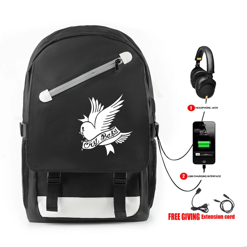 Дорожный рюкзак kpop lil открытый с usb портом для зарядки и замком интерфейсом