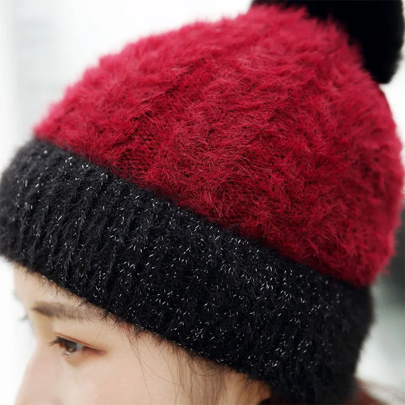 Шарф шапка набор перчаток женские шапочки с помпоном вязаные шапки осень зима