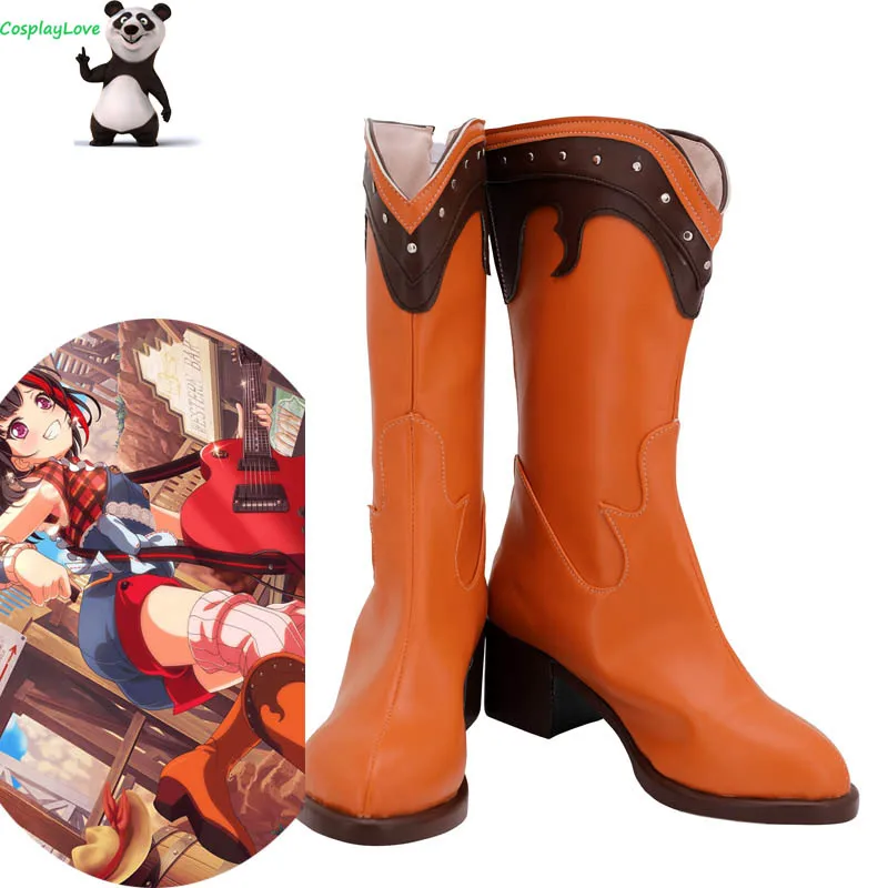 

Взгляд! Для девочек! Оранжевая обувь Mitake Ran для косплея, длинные кожаные сапоги, изготовленные на заказ для рождества, Хэллоуина