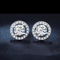 moissanite vvs 925 silver 1ct d color fine stud earring with national certificate for women jewelry diamond