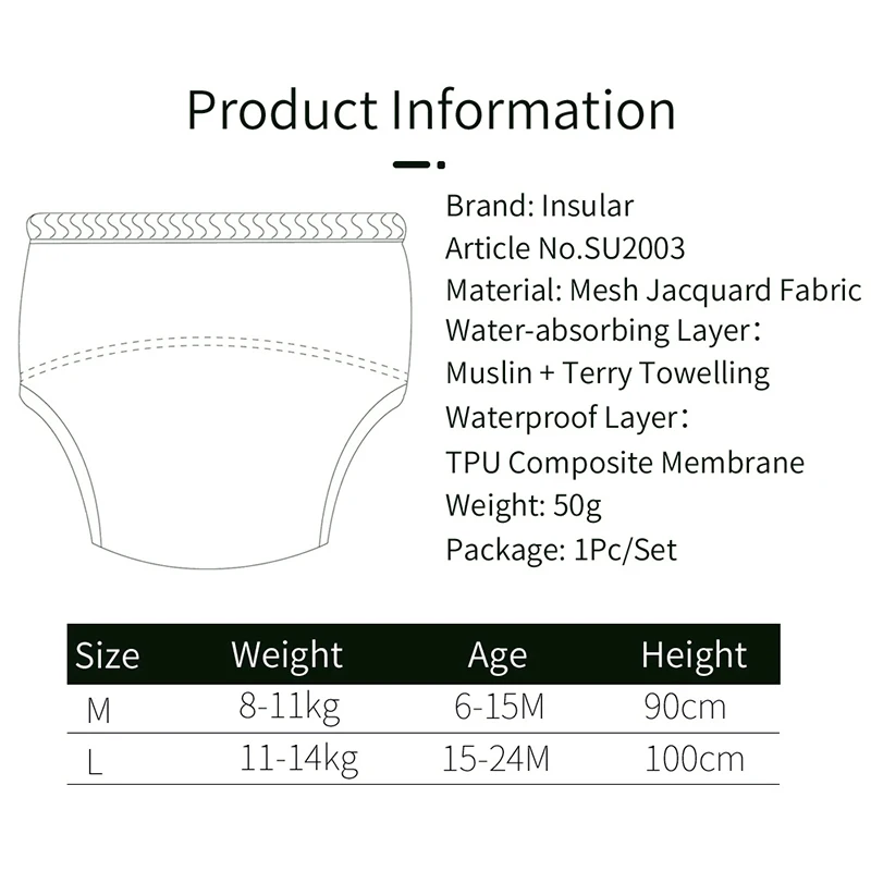 

4 Layer Training Pant Baby learning pants Baby Washable Diapers 100% Cotton Breathable Diaper Cover