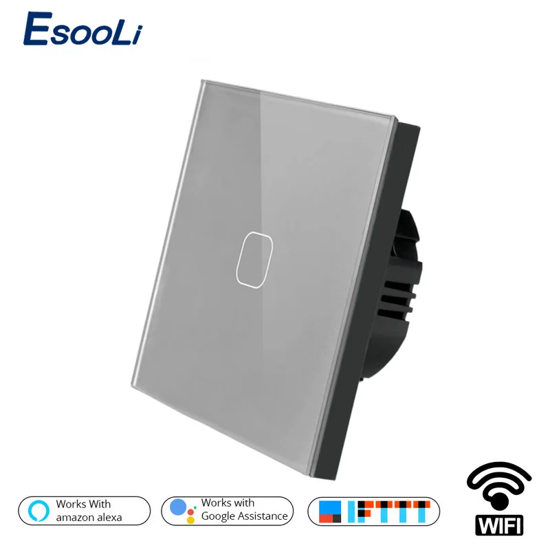 Настенный сенсорный светильник ключатель Esooli 1/2 клавиш Wi-Fi голосовое управление |