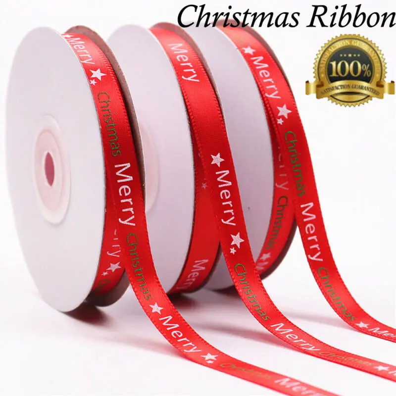Красная рождественская лента для упаковки подарков на Рождество украшение