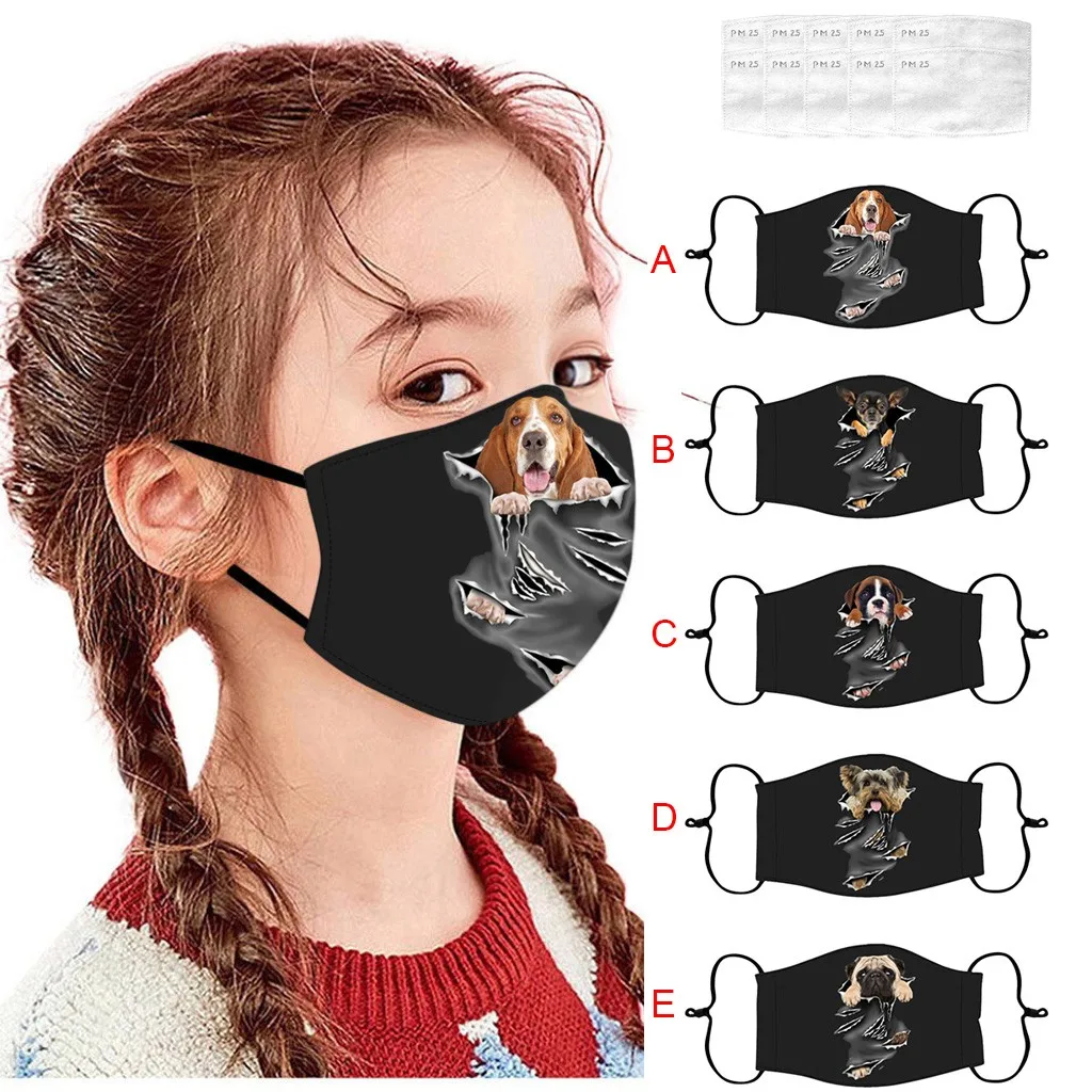 Детская маска для рта мужчин и женщин 3D с принтом собаки Пыленепроницаемая