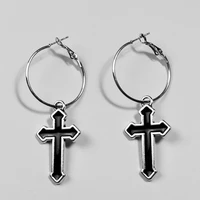 drop earrings with cross grunge jewelry for women punk hollow minimalism piercing earrings dangle stud hoop earrings wholesale