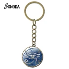 Цепочка для ключей с изображением богов из древнего Египта, женский брелок с выпуклым стеклянным амулетным символом, Винтажное кольцо для ключей, подарки для мужчин, ювелирные изделия