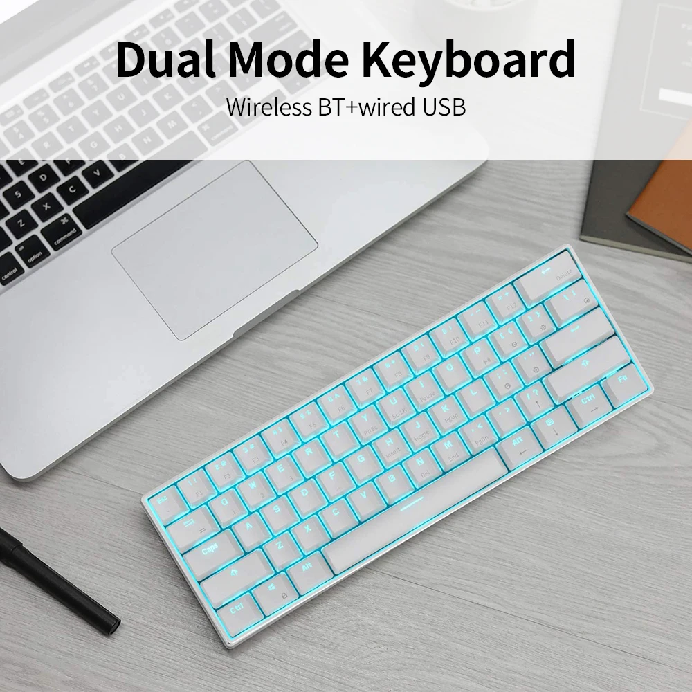

Mechanical Gaming Keyboard BT&Wired Dual Mode Keyboard Backlight 61 Key Mini Mechanical Keyboard for PC and Laptop