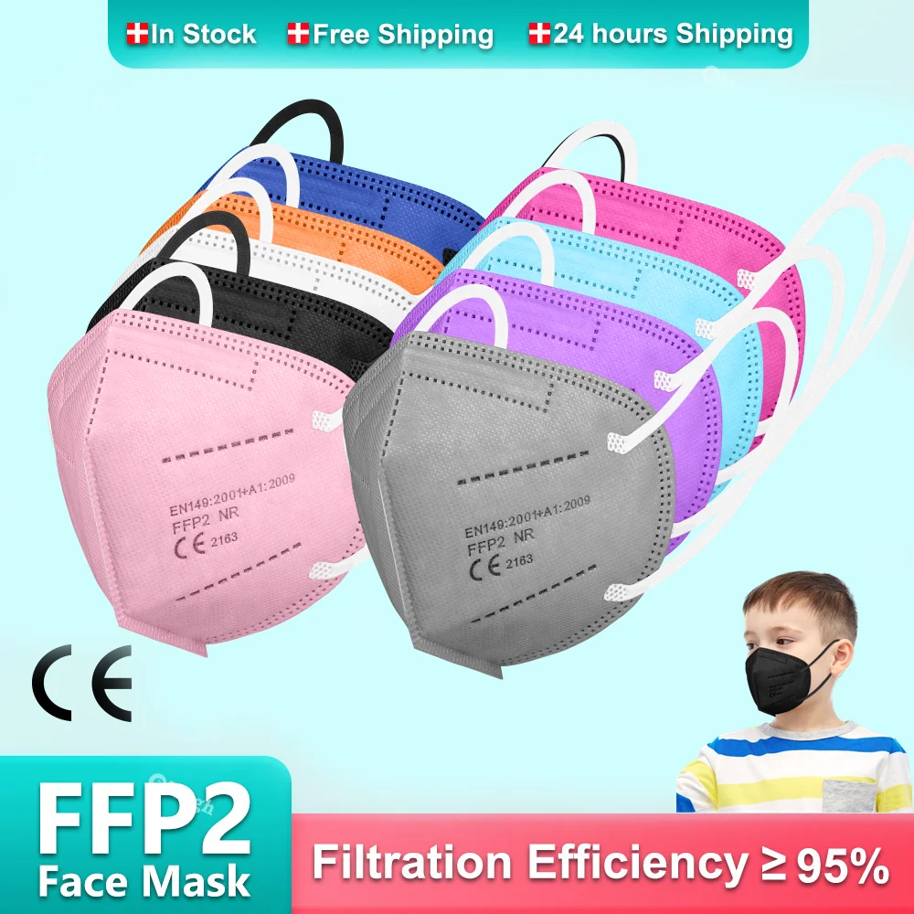 

Kids FFP2 Mask 5 Layer KN95 Mascarillas FPP2 niños Approved Colores Protective Face Mask FFP2MASK Fit 6-14 Years Masque ffp2