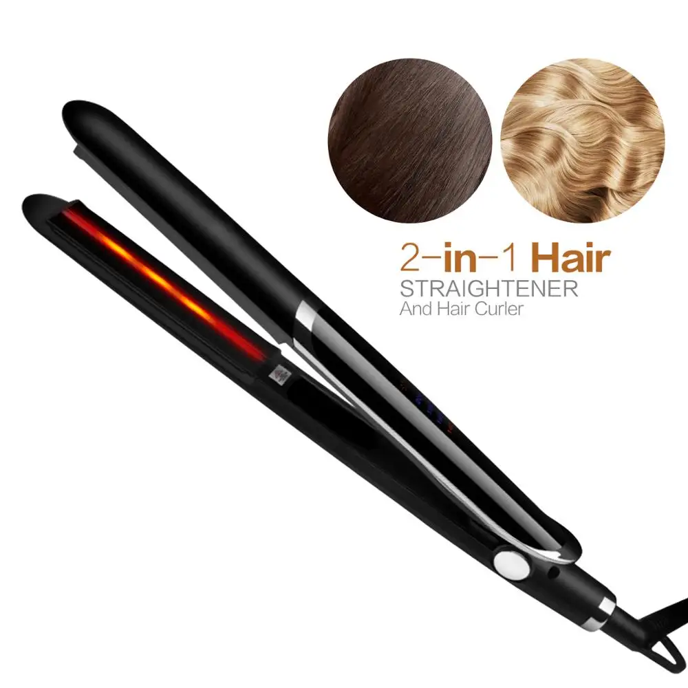 

Professional Hair Straightener Curler Hair Flat Iron Negative Ion Infrared Hair Straighting Curling Iron Corrugation LED Display