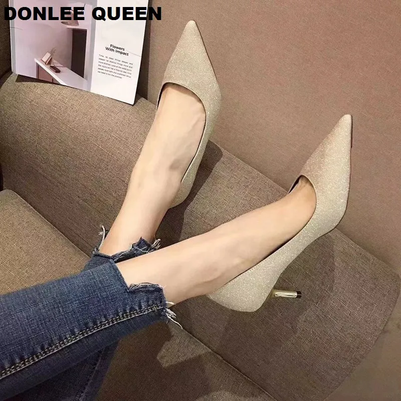 Модные туфли на тонком каблуке женские туфли-лодочки женская офисная обувь