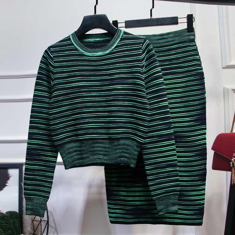 HIGH STREET Новый стильный 2020 осень зима Подиум костюм набор женский полосатый свитер