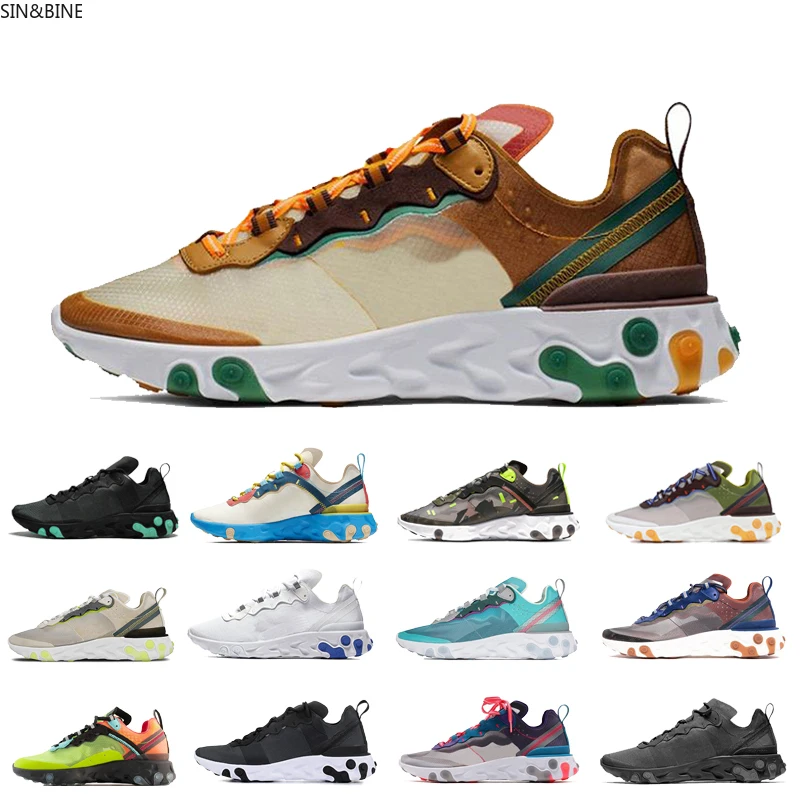 Мужские и женские кроссовки для бега react element 87 55 камуфляжные с красными орбитами