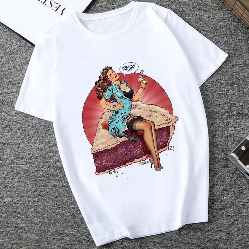 Футболка женская с коротким рукавом модная белая тонкая хипстерская рубашка