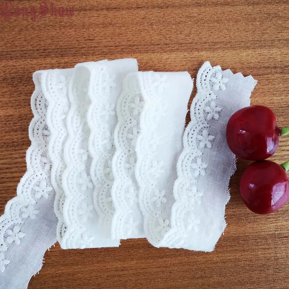 1 партия/4 метра 2 см ширина бежевая белая хлопчатобумажная ткань кружевная