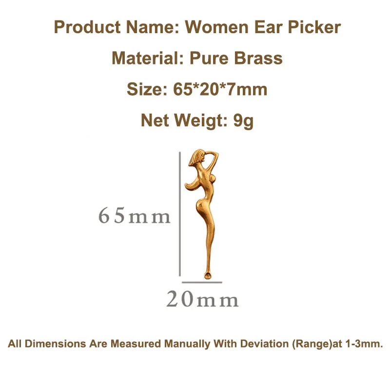 Латунная голая Красивая Женская Ушная ложка брелок кулон медная девочка в форме