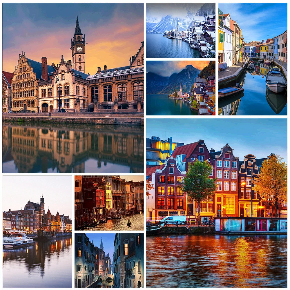 

5D DIY Diamond Painting Landscape Water City Set Full Diamond Square Embroidery Mosaic Painting Rhinestone Home Decoration Gift