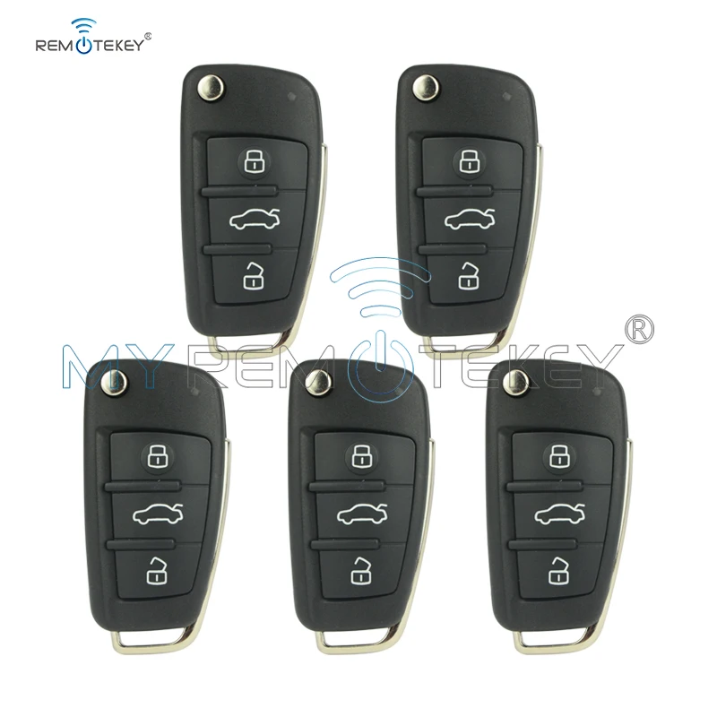 

Remtekey 5pcs 8P0 837 220 D 3 button for Audi A4 Flip remote car key shell 2004 2005 2006 2007 2008 car key cover