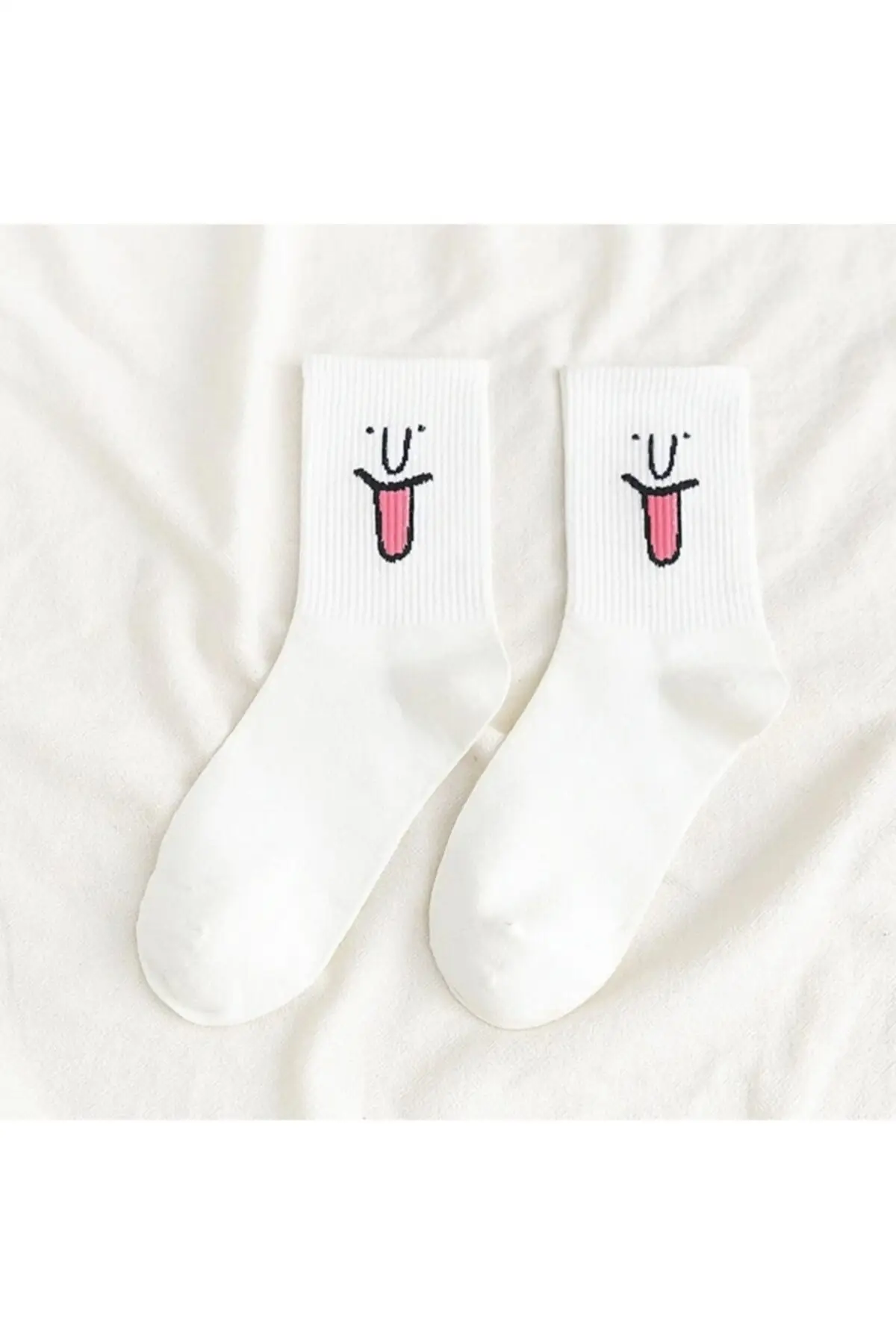 Unisex Colorful Face Patterned Tennis Socks 10'lu 71 of cotton-24-polyamide elastane 5 of Quality Elegant your design is 2021 Trend Style Fashion Colorful New Model Face Patterned Socks Useful And Quality 10 Pieces