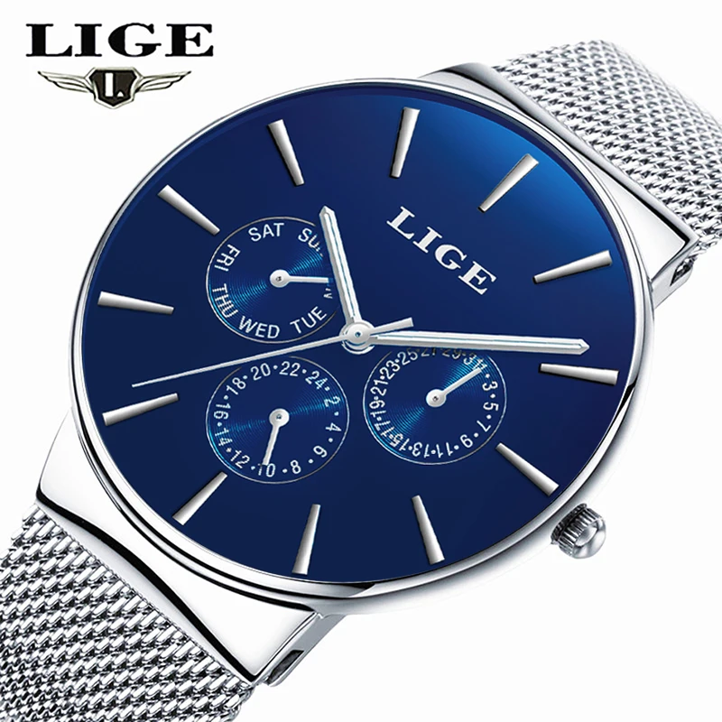LIGE New Dress Women Watches Fashion Casual Rose Gold Quartz Watch Laides Business mesh steel Waterproof Clock Relogio Feminino | Наручные