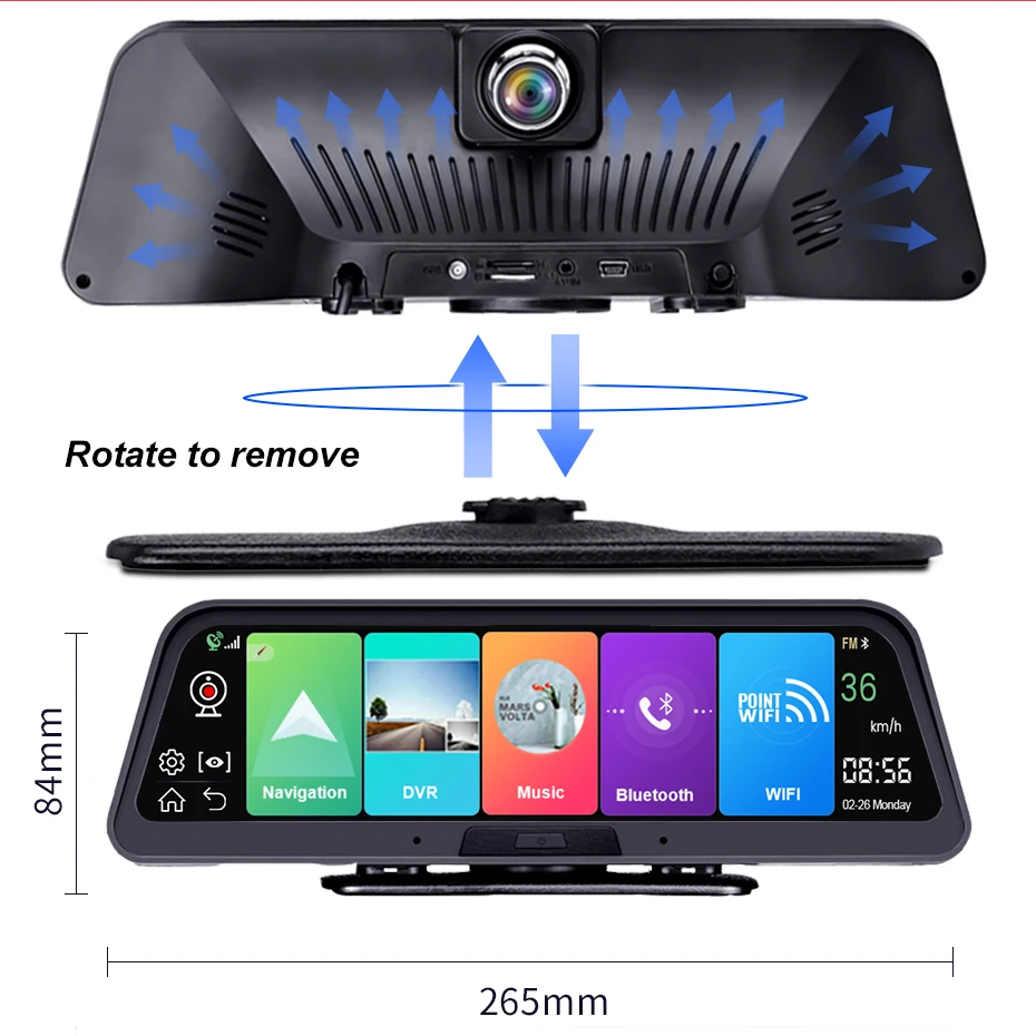 Видеорегистратор 10 дюймов Android 8 1 2 Гб + 32 ГБ ADAS 4G Wi Fi GPS BluetoothCar зеркальная камера HD