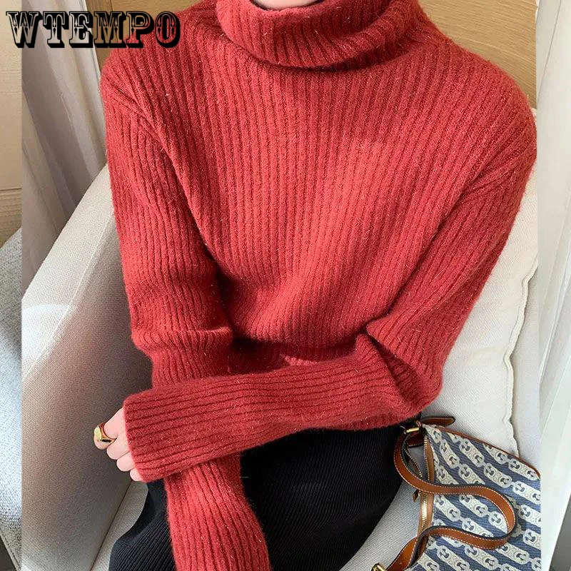 Яркий шелковый свитер с высоким воротником женский осенне-зимний Универсальный