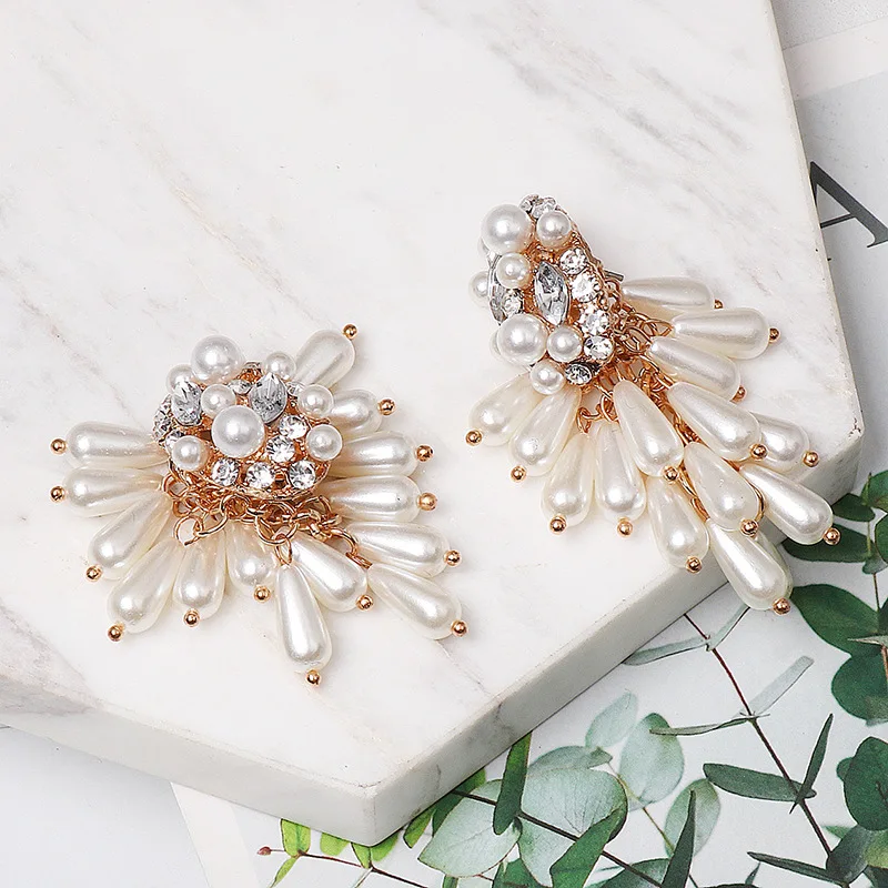 Корейская Изысканная мода белый жемчуг серьги Виноградный кластер капли воды