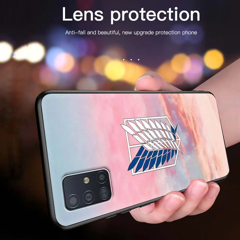 

Anime Attack On Titan LOGO Case For Samsung Galaxy A51 A71 A21s A31 A12 A72 5G A21 EU A52 4G A41 A11 Black Soft Phone Coque
