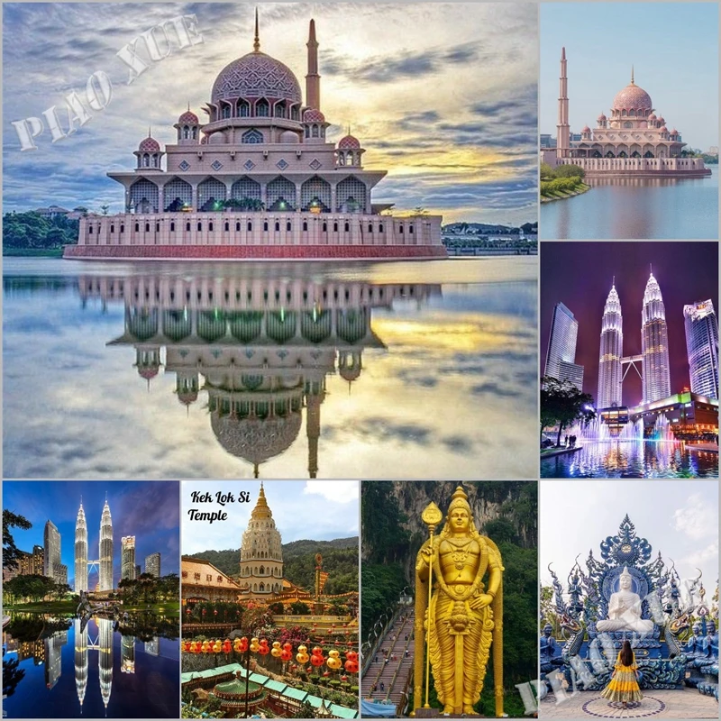 

Diy Beautiful Malaysia Diamond Painting Masjid Putra Mosque And Twins Tower Full Square/Round Church Landscape Embroidery Decor