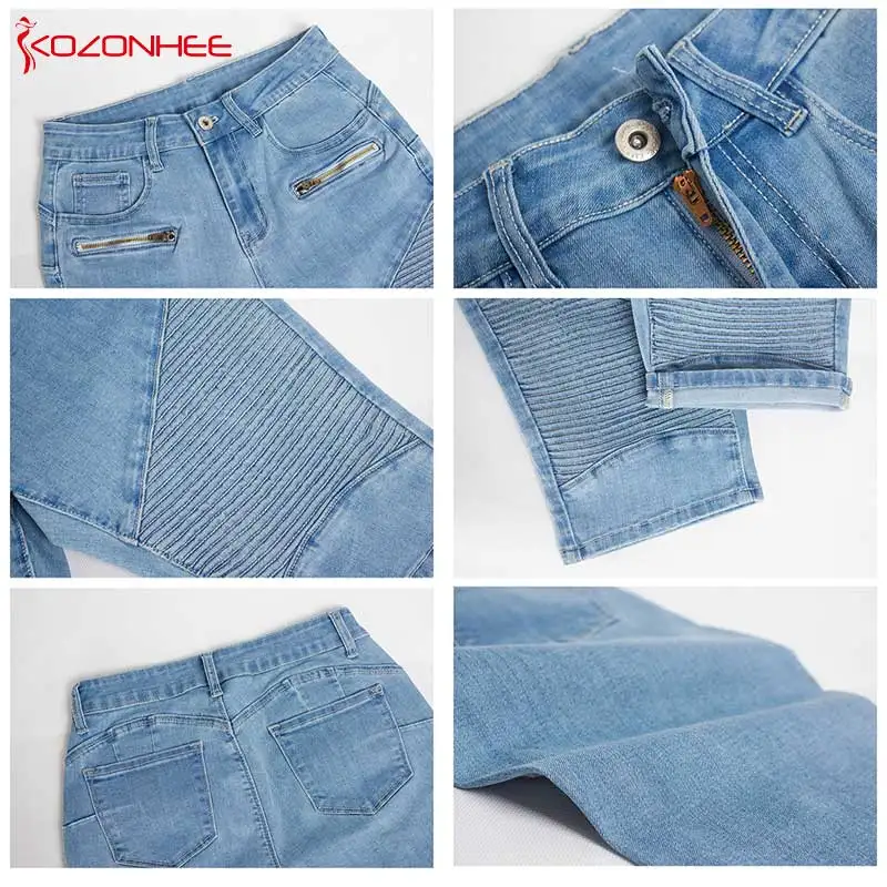 Женские джинсы-карандаш обтягивающие синие джинсы со средней талией до колена #