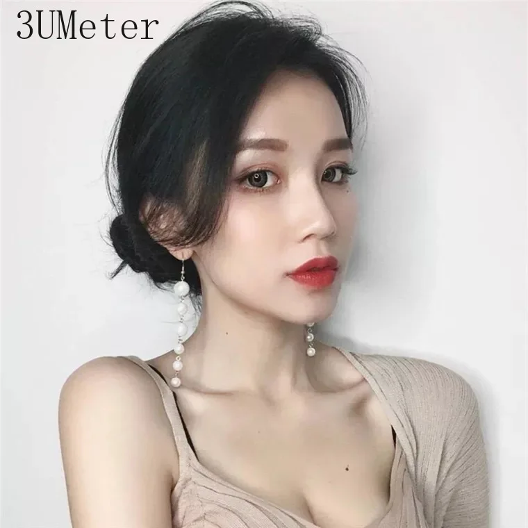 3UMeter корейские серьги старинные жемчужные для женщин с кисточкой Длинные без