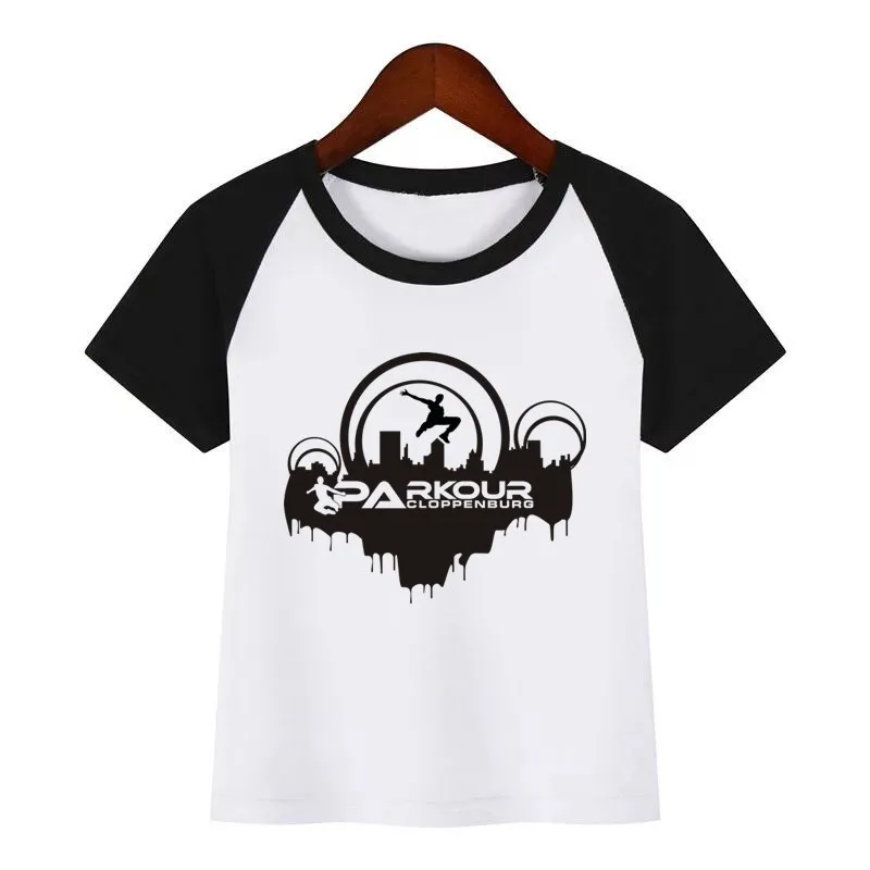 Футболка с принтом сделай сам для мальчиков и девочек Evolution of Parkour Born To Jump забавная